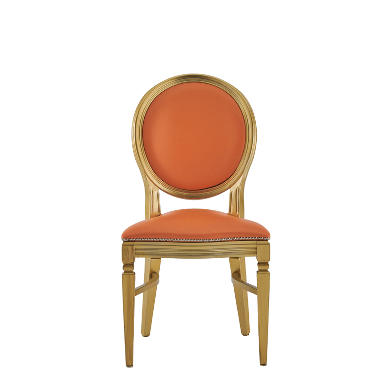 Chandelle Chair in Gold with Orange Seat Pad