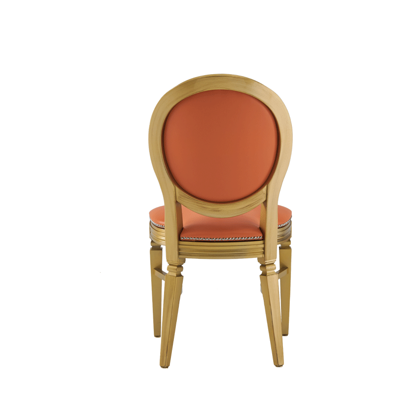 Chandelle Chair in Gold with Orange Seat Pad