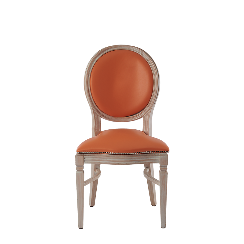 Chandelle Chair in Ivory with Orange Seat Pad