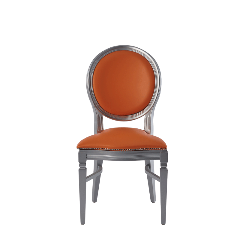 Chandelle Chair in Silver with Orange Seat Pad