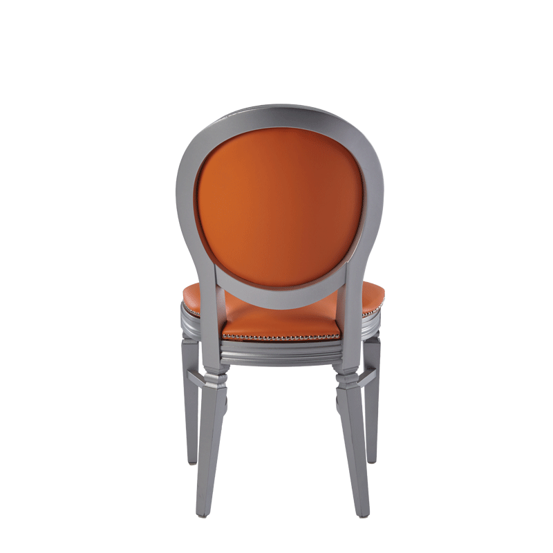 Chandelle Chair in Silver with Orange Seat Pad