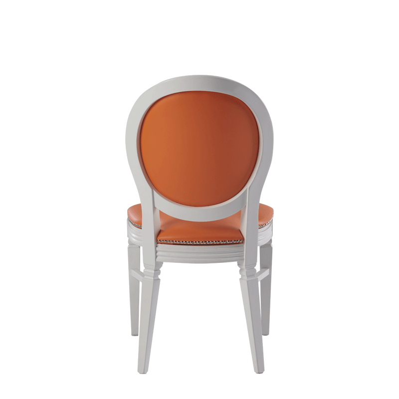 Chandelle Chair in White with Orange Seat Pad