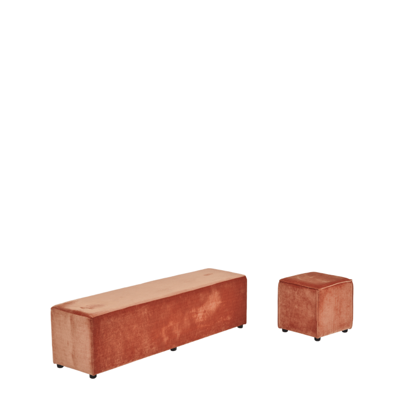 Rochelle Bench in Orange Velvet