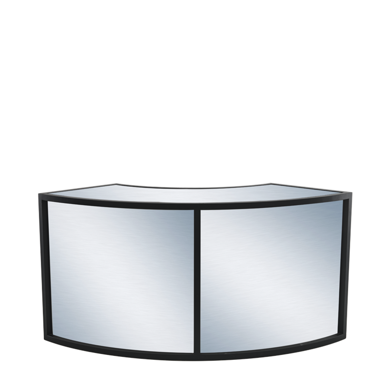 Unico Curved Bar with Black Frame and Silver Panels
