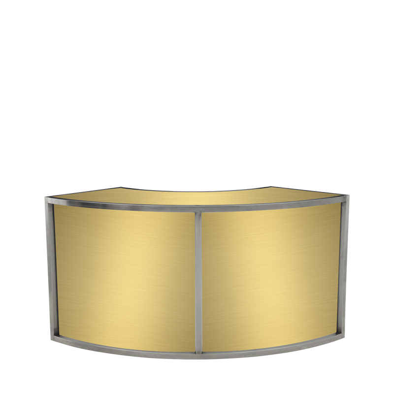 Unico Curved Bar with Stainless Steel Frame and Gold Panels