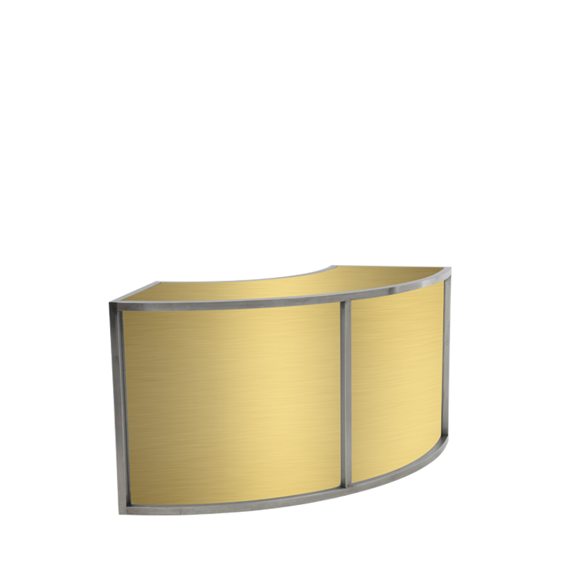 Unico Curved Bar with Stainless Steel Frame and Gold Panels