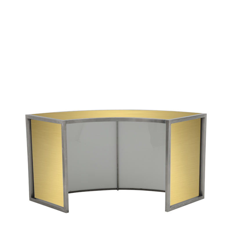 Unico Curved Bar with Stainless Steel Frame and Gold Panels