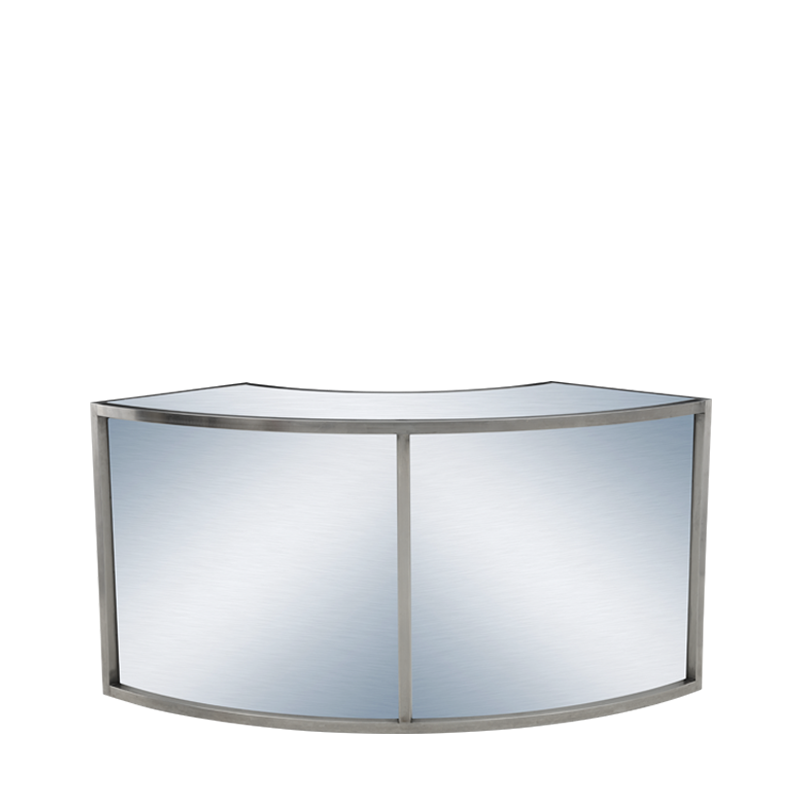 Unico Curved Bar with Stainless Steel Frame and Silver Panels