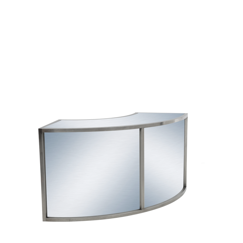 Unico Curved Bar with Stainless Steel Frame and Silver Panels