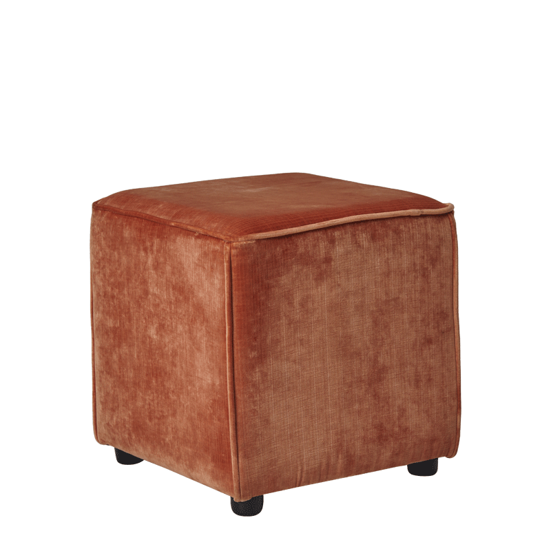 Rochelle Square Ottoman in Orange Velvet