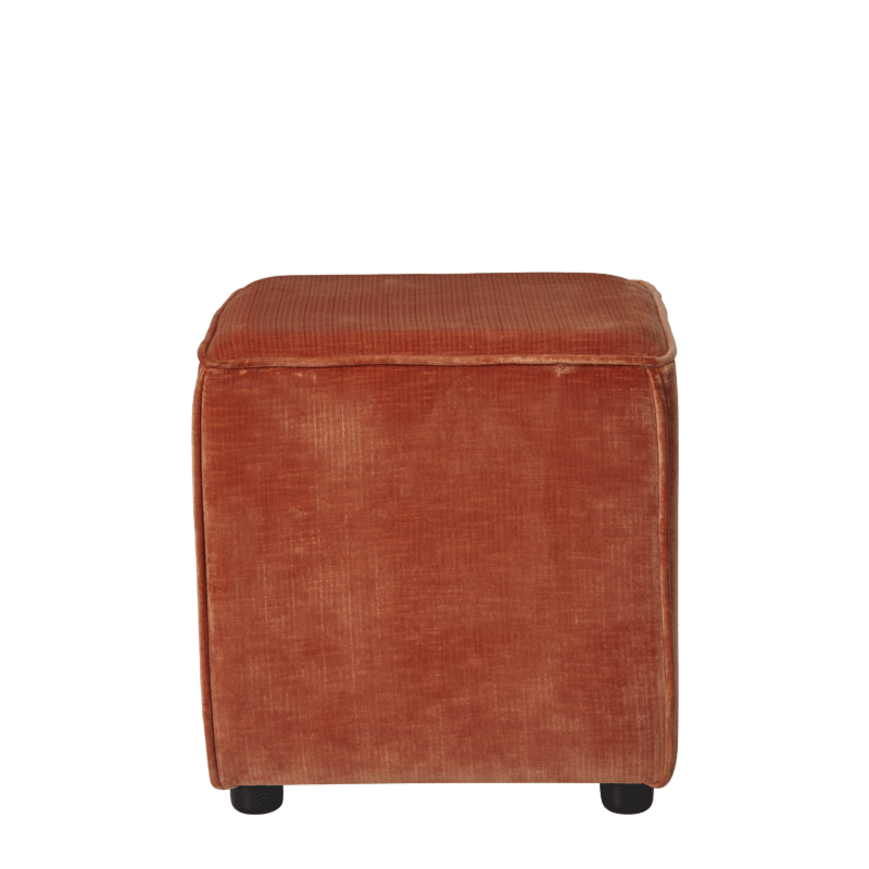 Rochelle Square Ottoman in Orange Velvet