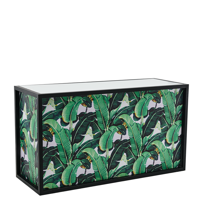 Unico Bar with Black Frame and Palm Leaf Print Panels 