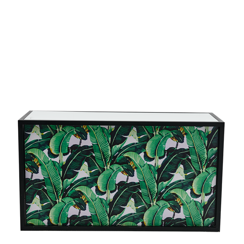 Unico Bar with Black Frame and Palm Leaf Print Panels 