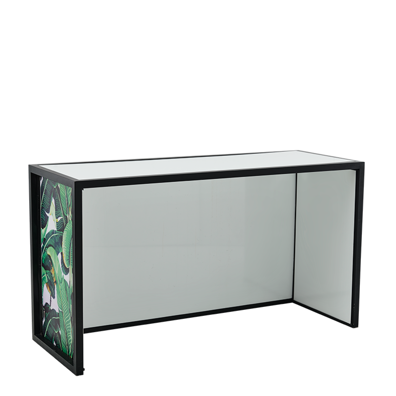Unico Bar with Black Frame and Palm Leaf Print Panels 