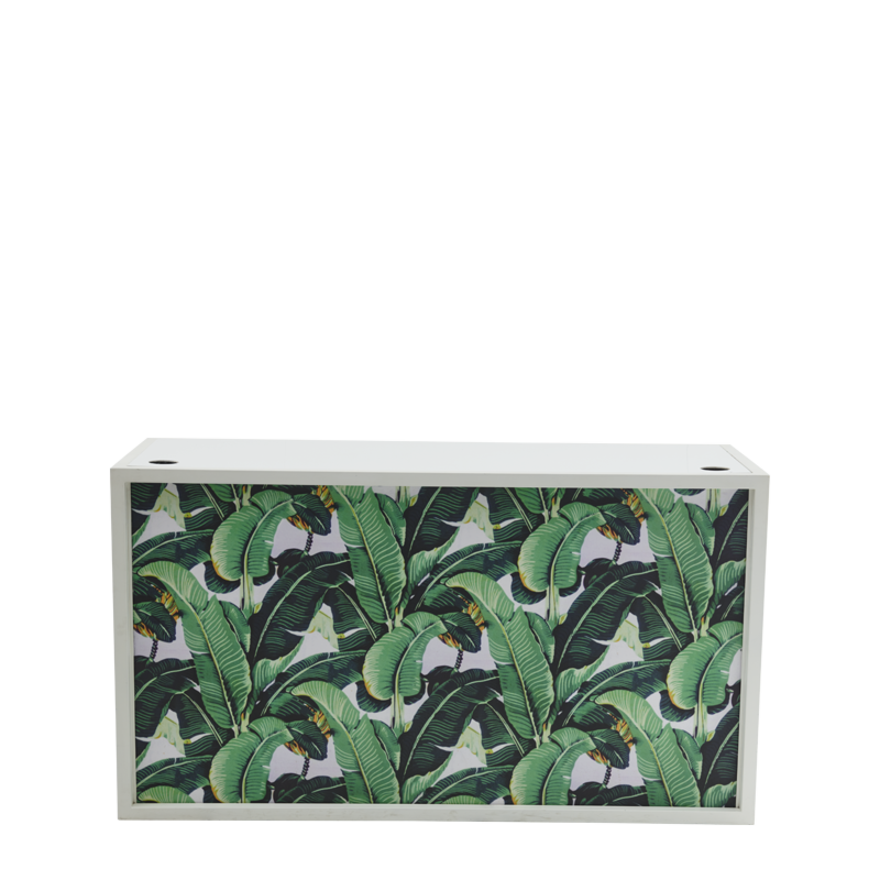 Unico DJ Booth with White Frame and Palm Leaf Print Panels