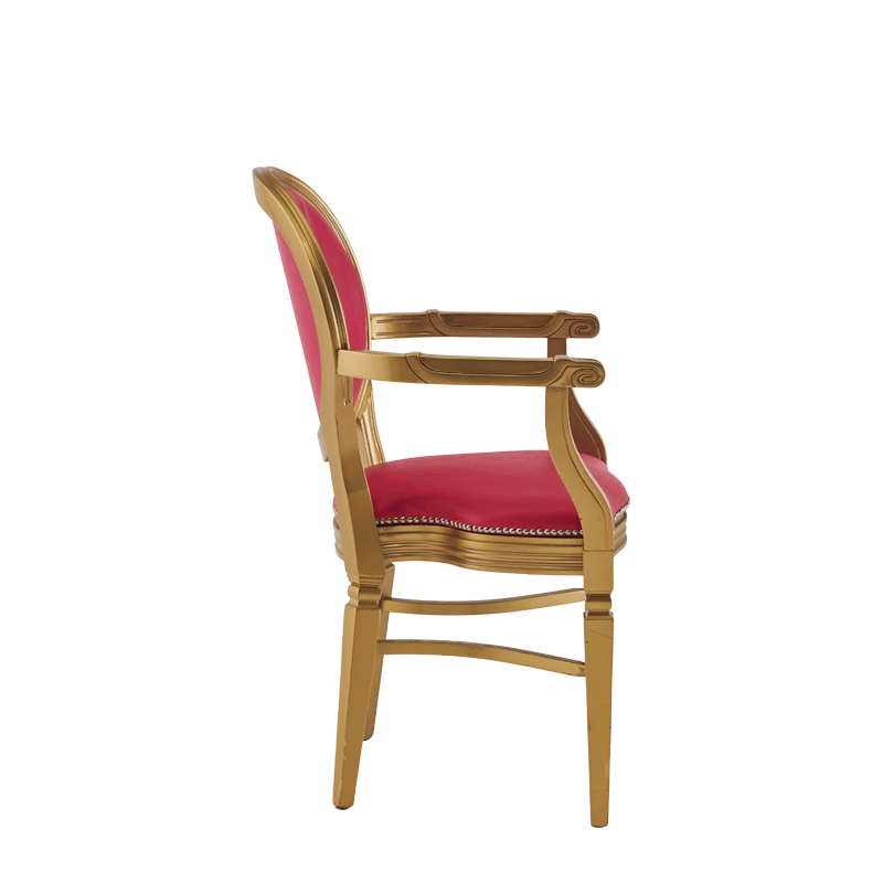 Chandelle Armchair in Gold with Pink Seat Pad