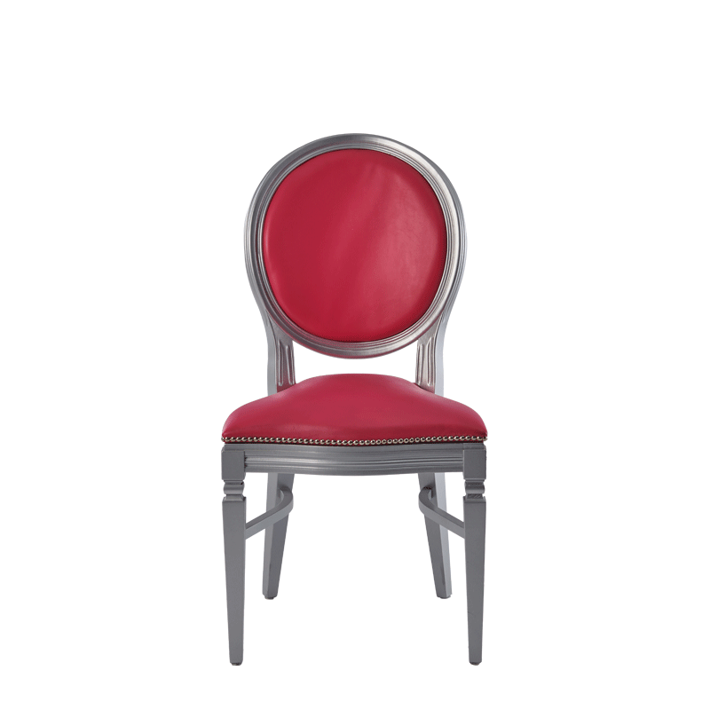 Chandelle Chair in Silver with Pink Seat Pad