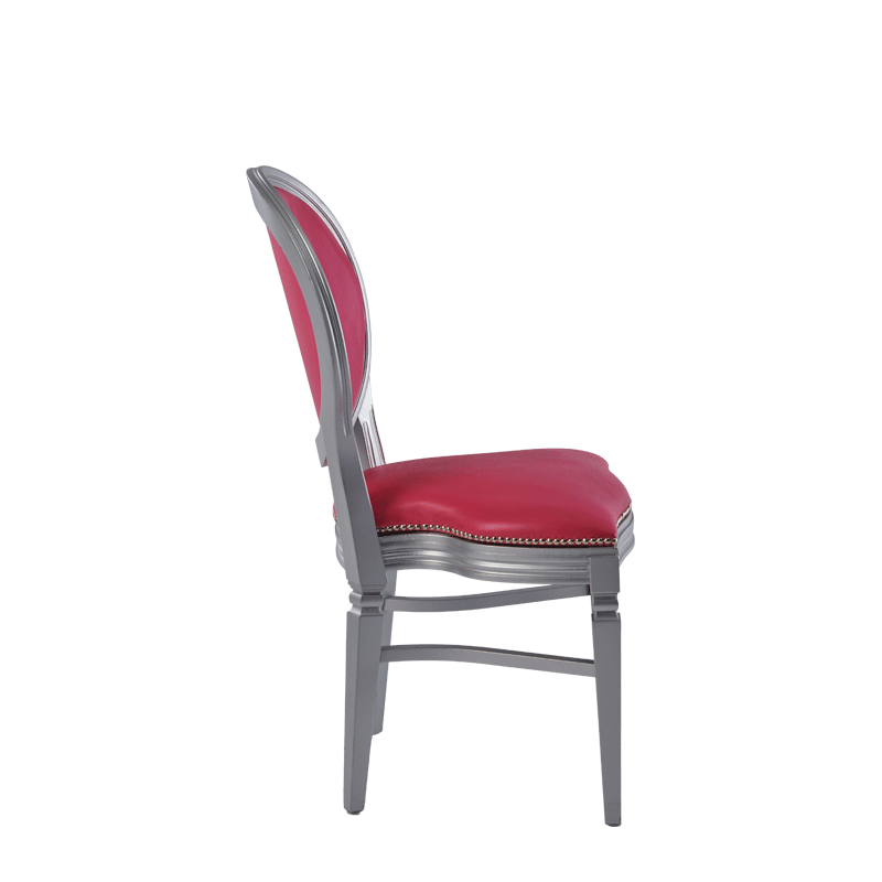 Chandelle Chair in Silver with Pink Seat Pad