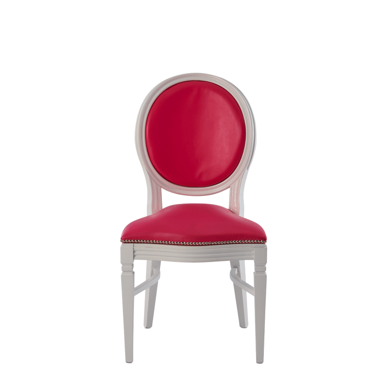 Chandelle Chair in White with Pink Seat Pad