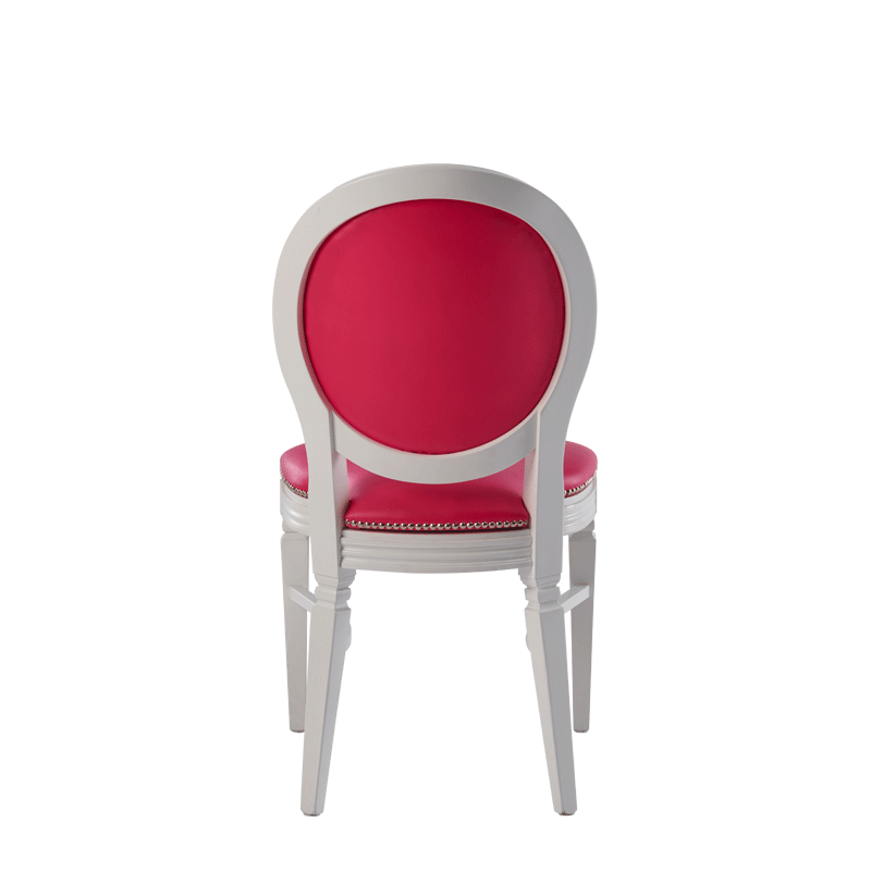 Chandelle Chair in White with Pink Seat Pad
