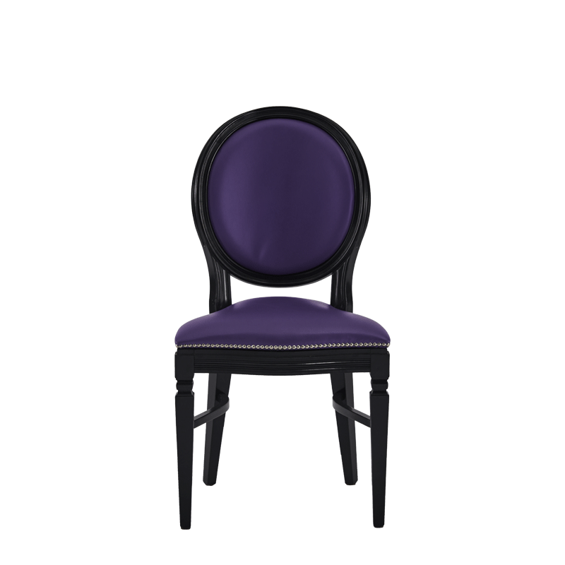 Chandelle Chair in Black with Purple Seat Pad