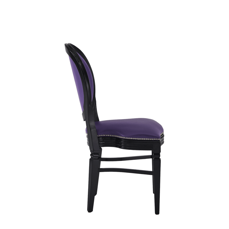 Chandelle Chair in Black with Purple Seat Pad