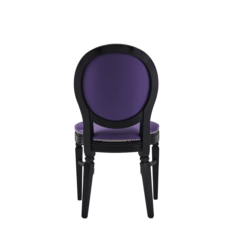 Chandelle Chair in Black with Purple Seat Pad