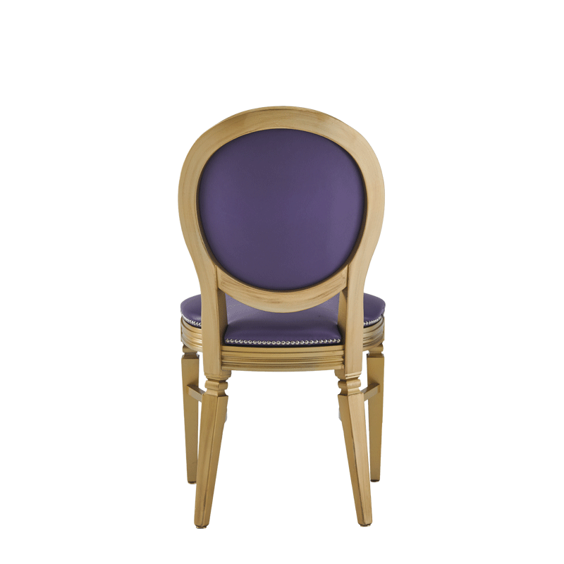 Chandelle Chair in Gold with Purple Seat Pad
