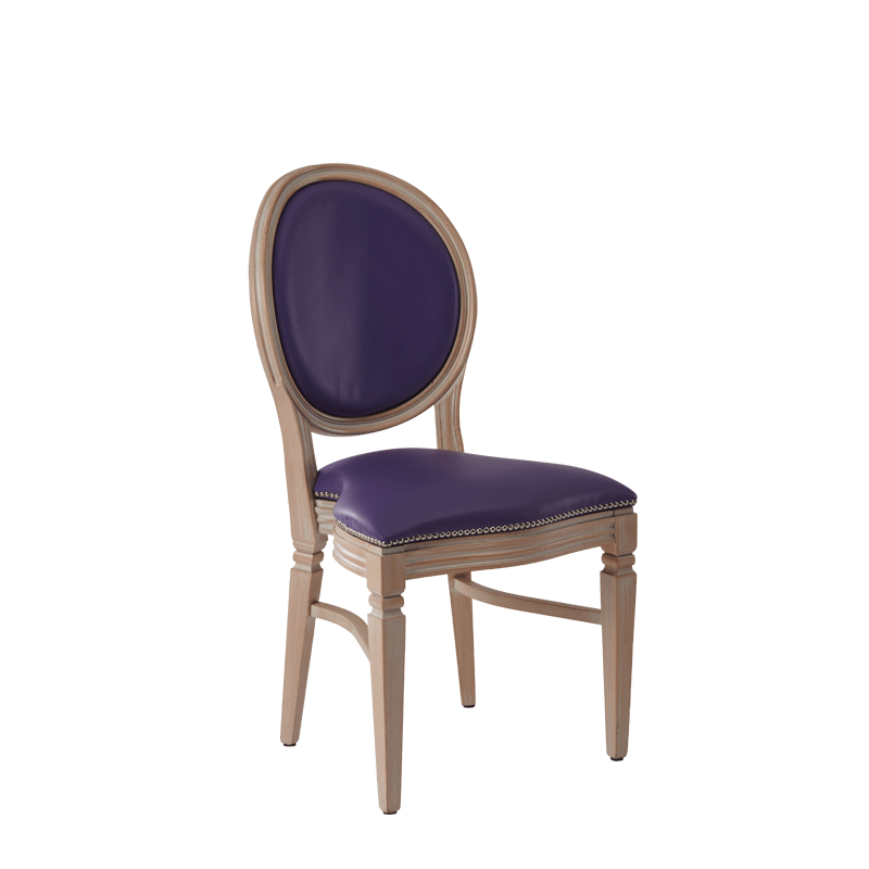 Chandelle Chair in Ivory with Purple Seat Pad