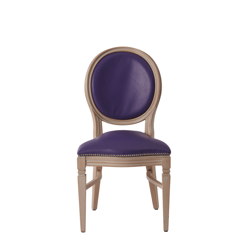 Chandelle Chair in Ivory with Purple Seat Pad