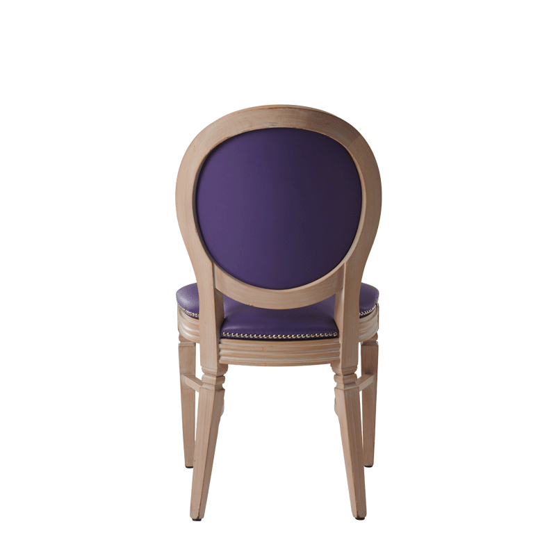 Chandelle Chair in Ivory with Purple Seat Pad