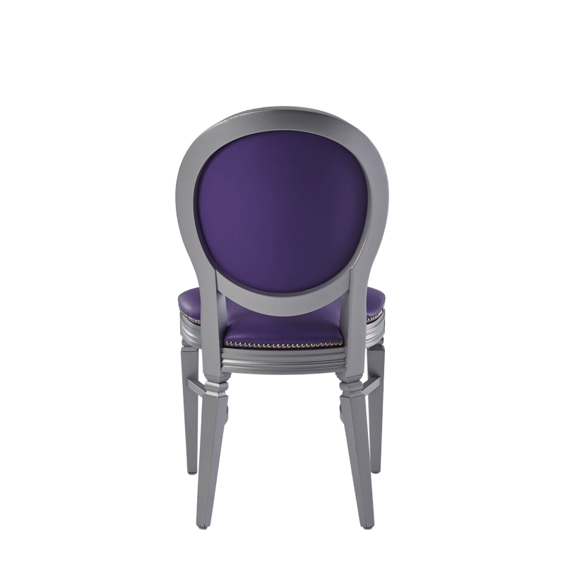 Chandelle Chair in Silver with Purple Seat Pad