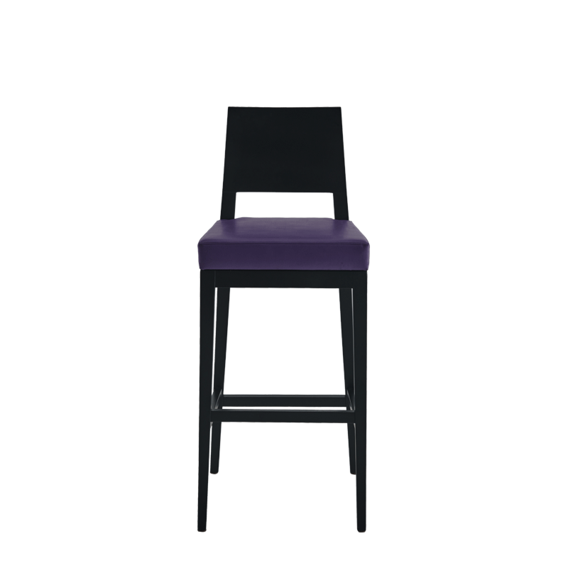 Porcino Bar Stool in Black with Purple Seat Pad