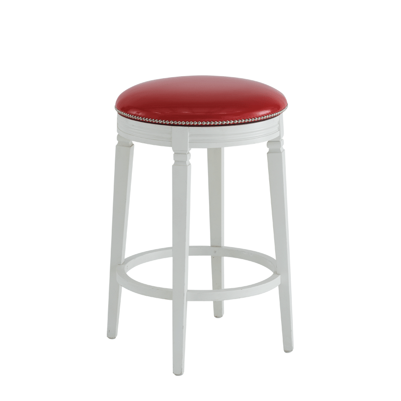 Beli Bar Stool White with Red Seat Pad