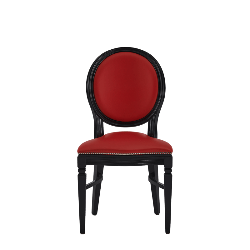 Chandelle Chair in Black with Red Seat Pad