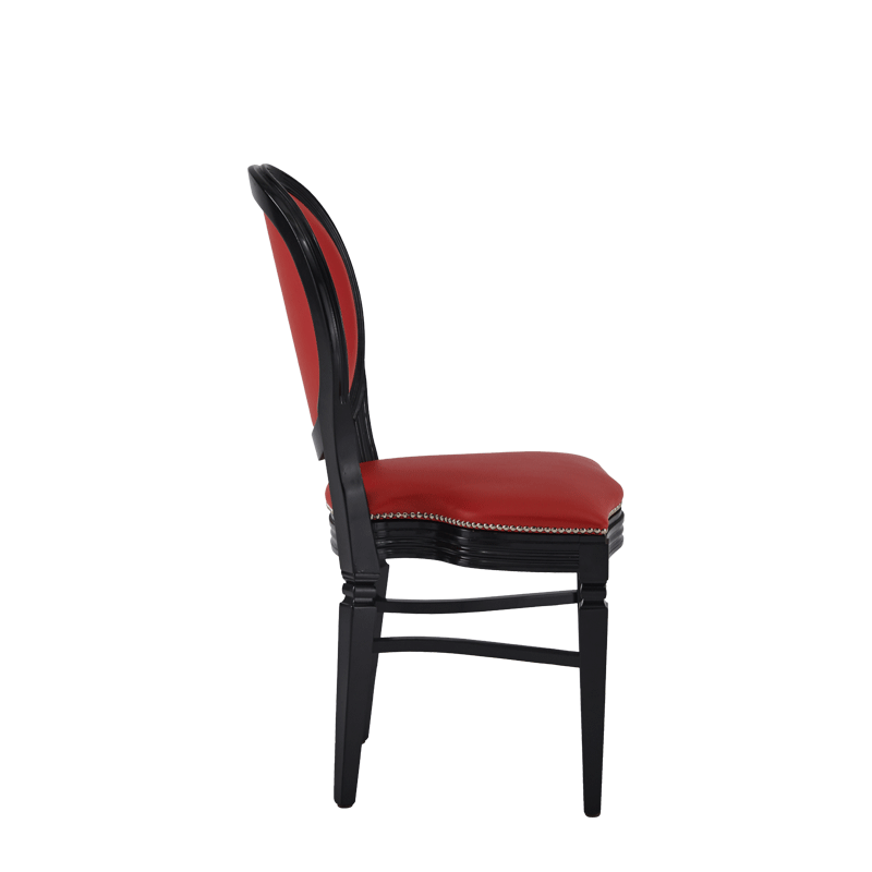 Chandelle Chair in Black with Red Seat Pad