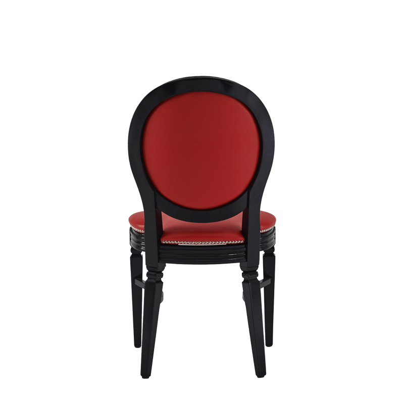 Chandelle Chair in Black with Red Seat Pad