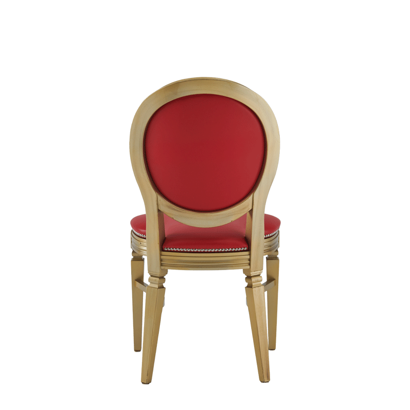 Chandelle Chair in Gold with Red Seat Pad
