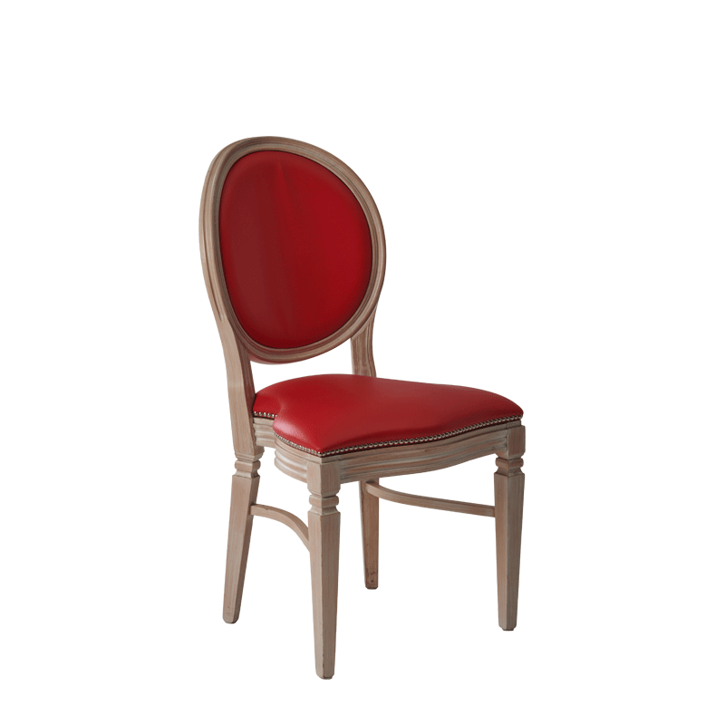 Chandelle Chair in Ivory with Red Seat Pad