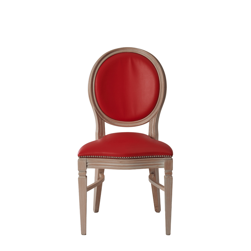 Chandelle Chair in Ivory with Red Seat Pad