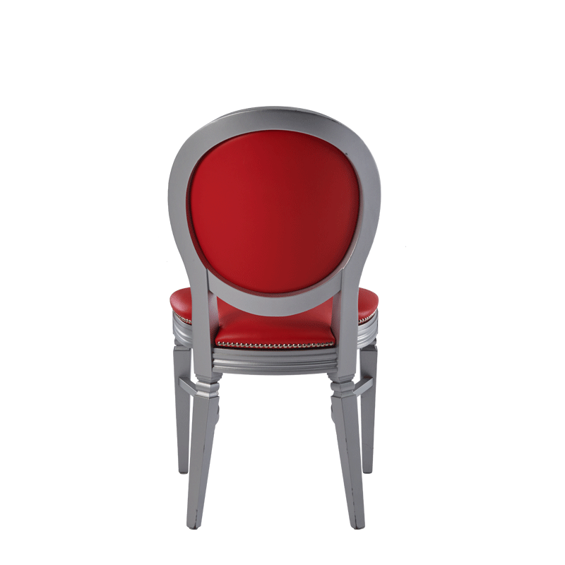 Chandelle Chair in Silver with Red Seat Pad
