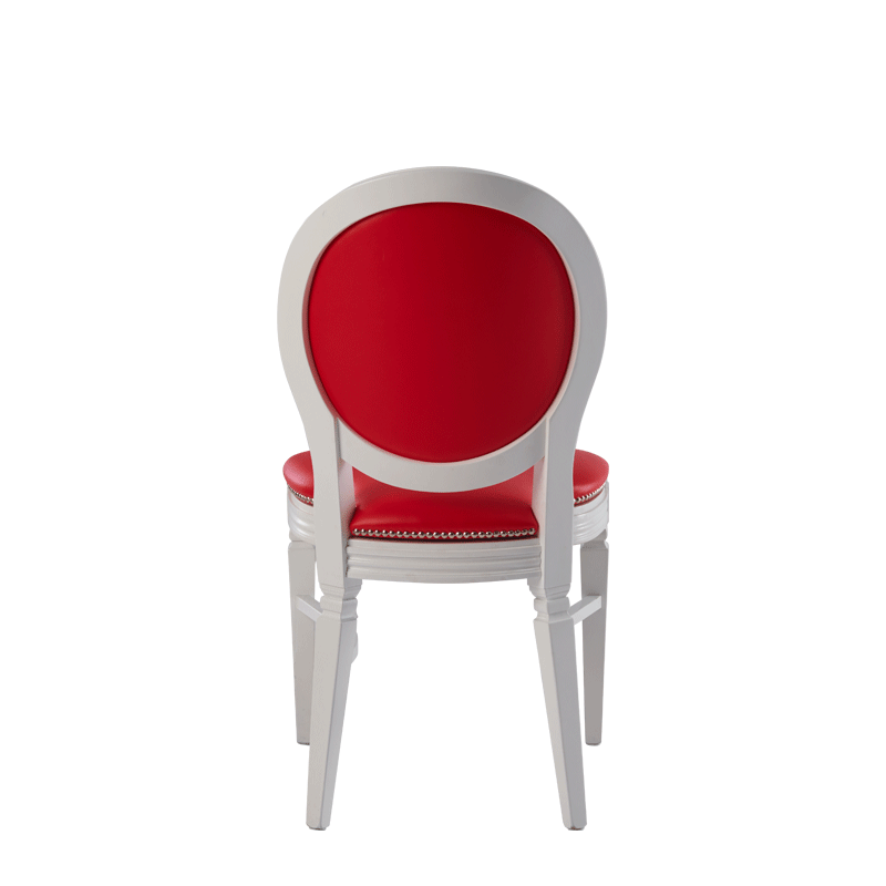 Chandelle Chair in White with Red Seat Pad