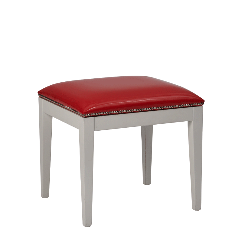 Divano Ottoman in White with Red Seat Pad