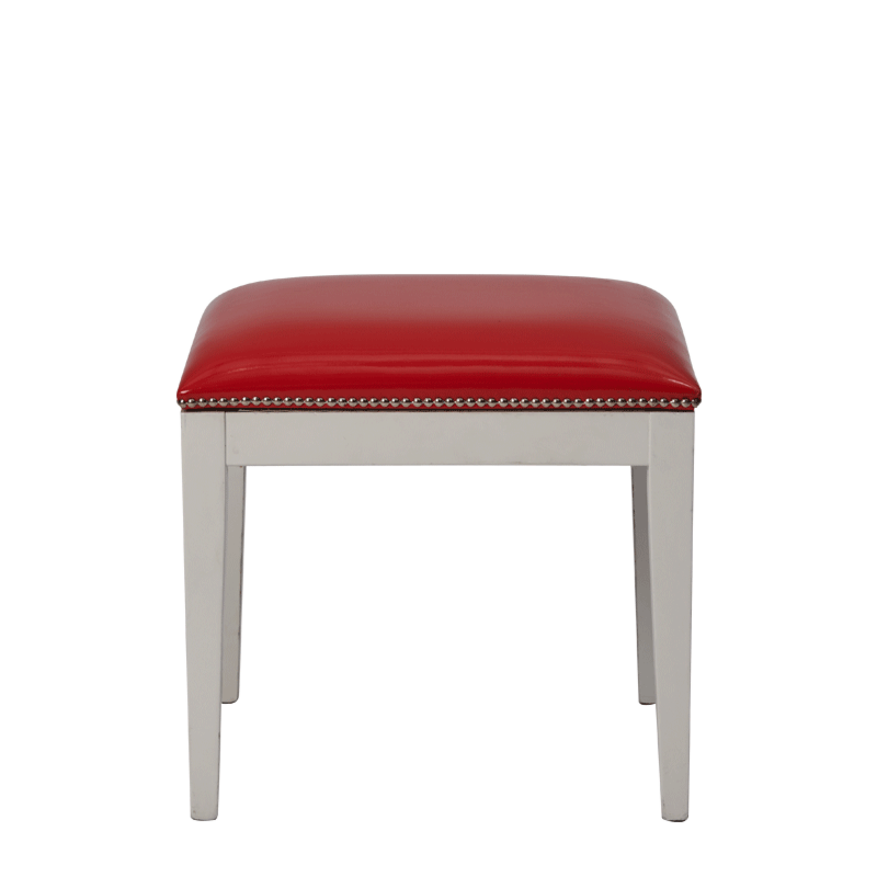 Divano Ottoman in White with Red Seat Pad