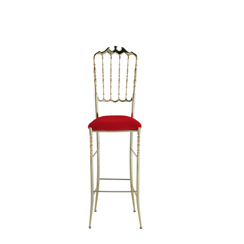 Napoleon Bar Stool in Gold with Red Seat Pad