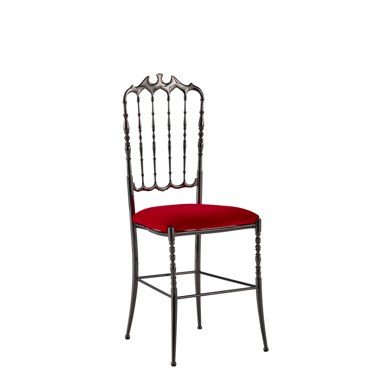 Napoleon Chair in Gunmetal with Red Seat Pad