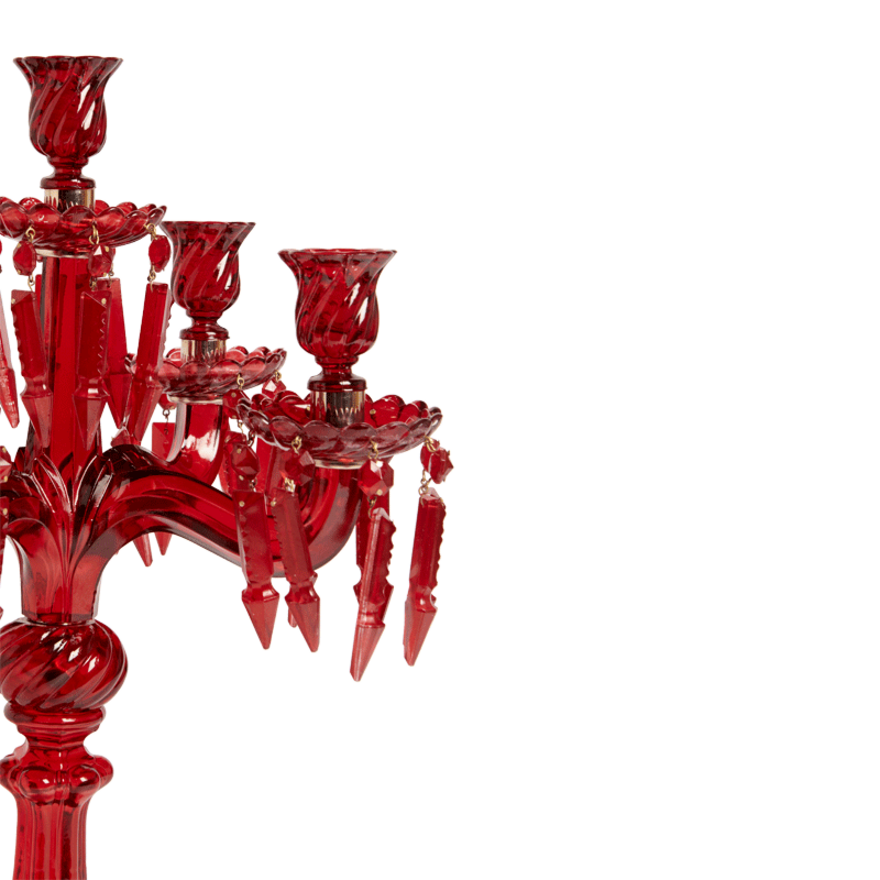 Crystal Drop Candelabra in Red Merlot