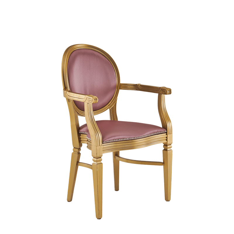 Chandelle Armchair in Gold with Rose Seat Pad