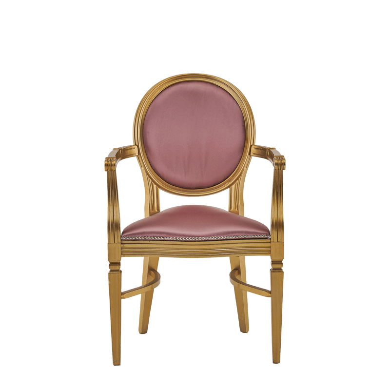 Chandelle Armchair in Gold with Rose Seat Pad