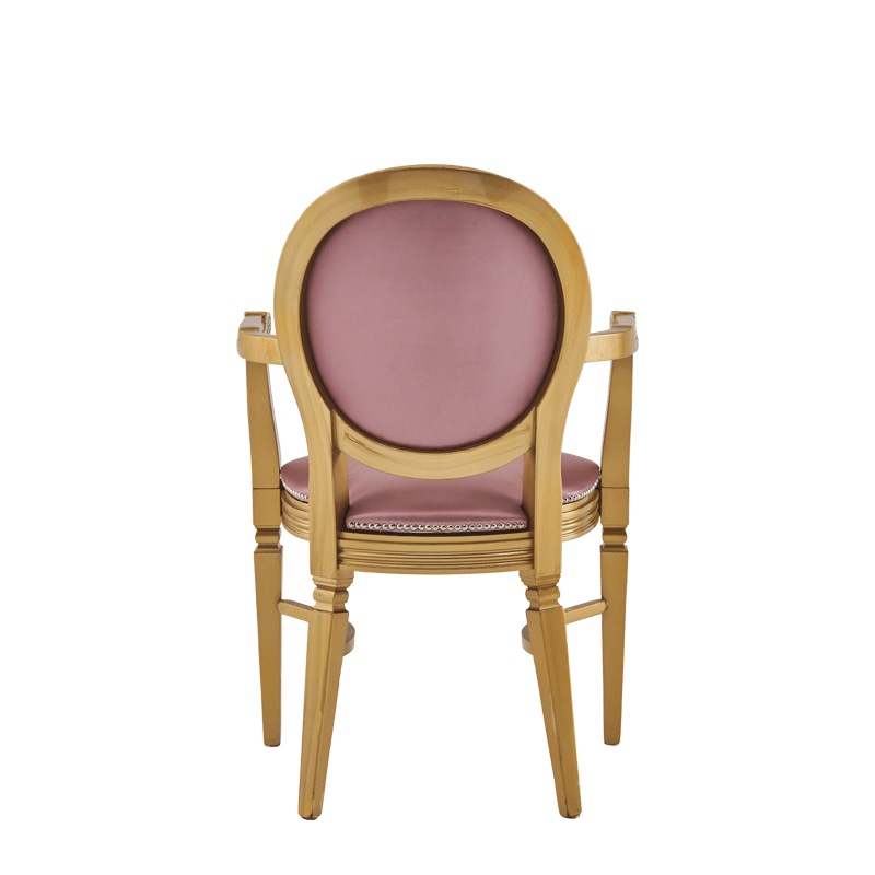 Chandelle Armchair in Gold with Rose Seat Pad